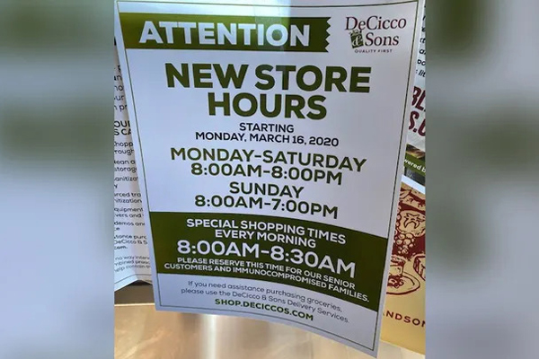 Poster for new hours during COVID-19