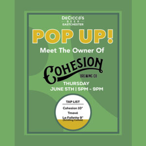 Join us at Eastchester on Thursday, June 5th, 2025, at 5:00 PM as we celebrate Cohesion and their decocted Czech-inspired lagers.