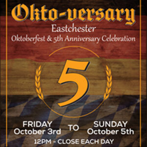 Join us in Eastchester on Friday, October 3rd, 2025, at 12:30 PM as we celebrate Oktoberfest and enjoy pretzels, brats, the Festbiers, Märzens and homemade Radlers flowing from the taps.