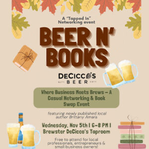 Join us for Beer N’ Books, a laid-back evening of connection, cold drinks, and community. Bring up to 5 books to swap, and mingle over craft beer, mead, wine, and non-alcoholic options available for purchase at the bar. We’re thrilled to share that newly published local author Brittany Amara will be joining us as our featured Author On Tap!